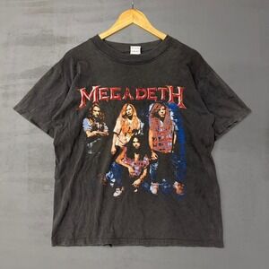 RARE Vintage Megadeth x Metallica Lyrics Boot Faded Distressed Band Shirt Large